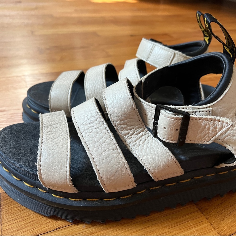 Dr. Martens Blaire Black and Cream Leather Sandals
